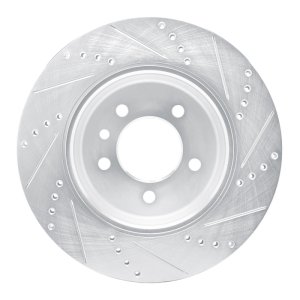 Land Rover Defender 90 Brake Rotor (1) - Rear Left - R1 Concepts - Drilled & Slotted - Silver - `20-`25
